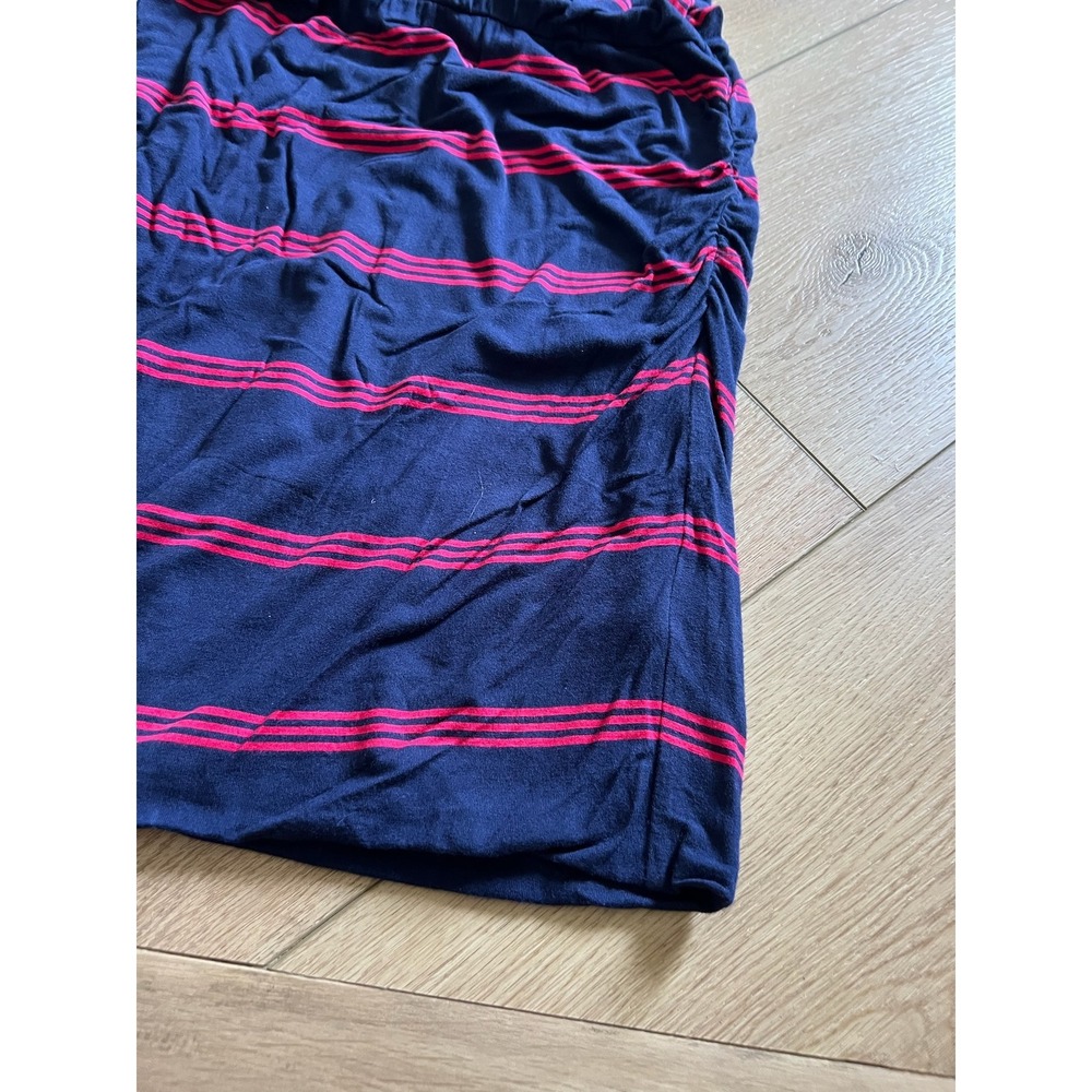 Halogen Navy Pink Stripe Racerback Tank Dress XS Ruched Side Casual - Picture 2 of 5